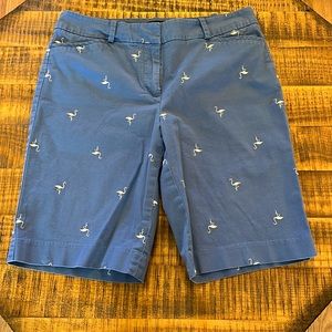 Talbots-Blue with Flamingo Print Bermuda Shorts Size 6